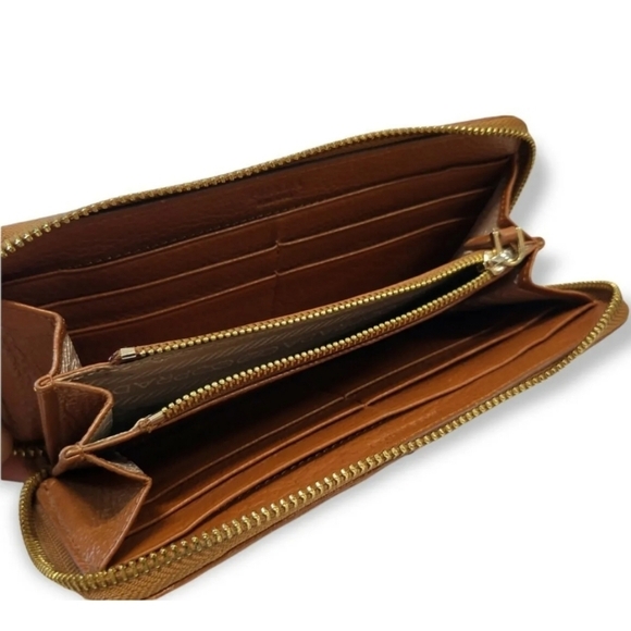 PRADA Italy Nappa Gaufre Zip Around Gradient Brown Leather Wallet Rare - Picture 4 of 10